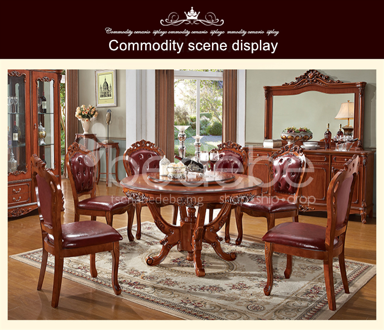 Ytj 826 Living Room High End European Classical Dining Table And Chair Round With Turntable Household American Hand Carved Tripod European Classical Dining Table, Hand Carved Dining Room Table Chairs